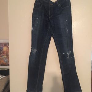Skinny distress denim jeans